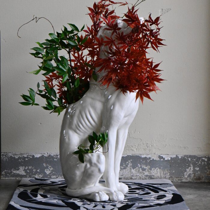 Vitrified greyhound vase