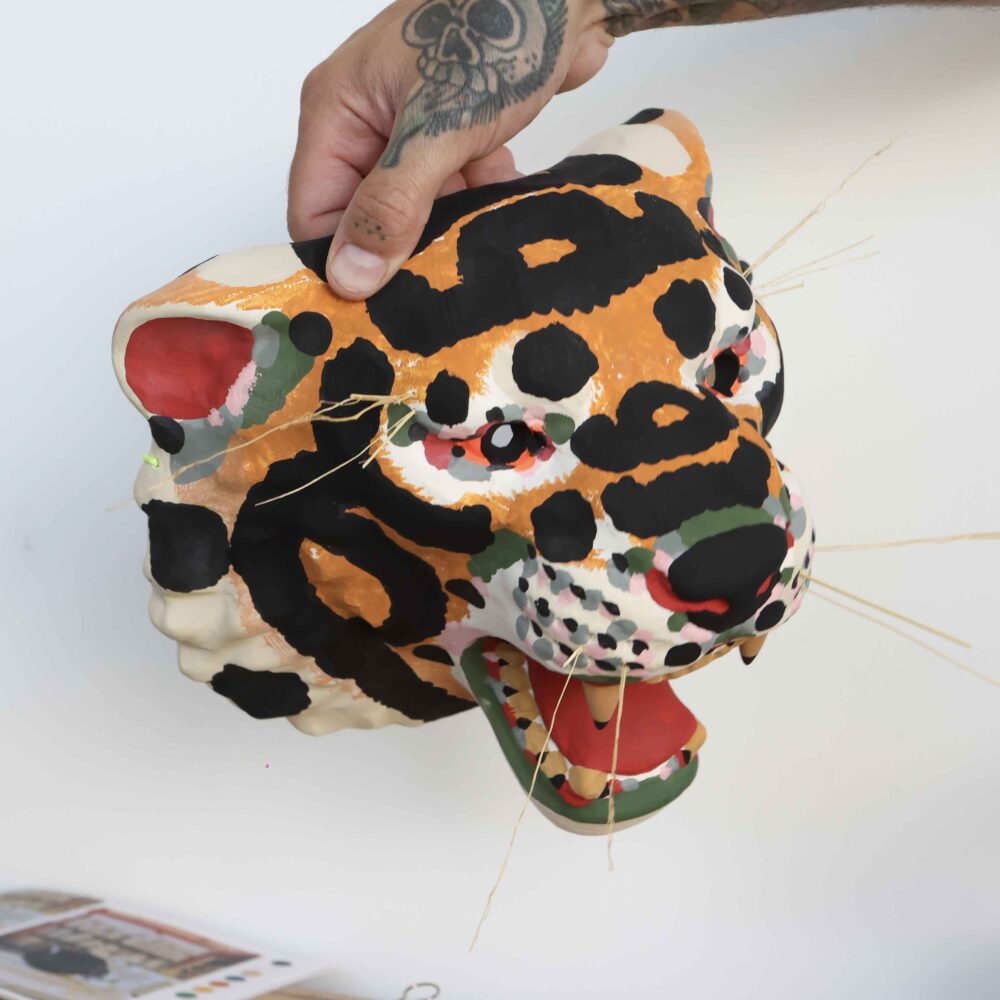 "Tiger Mask Collection Dots and Gold" Sculpture